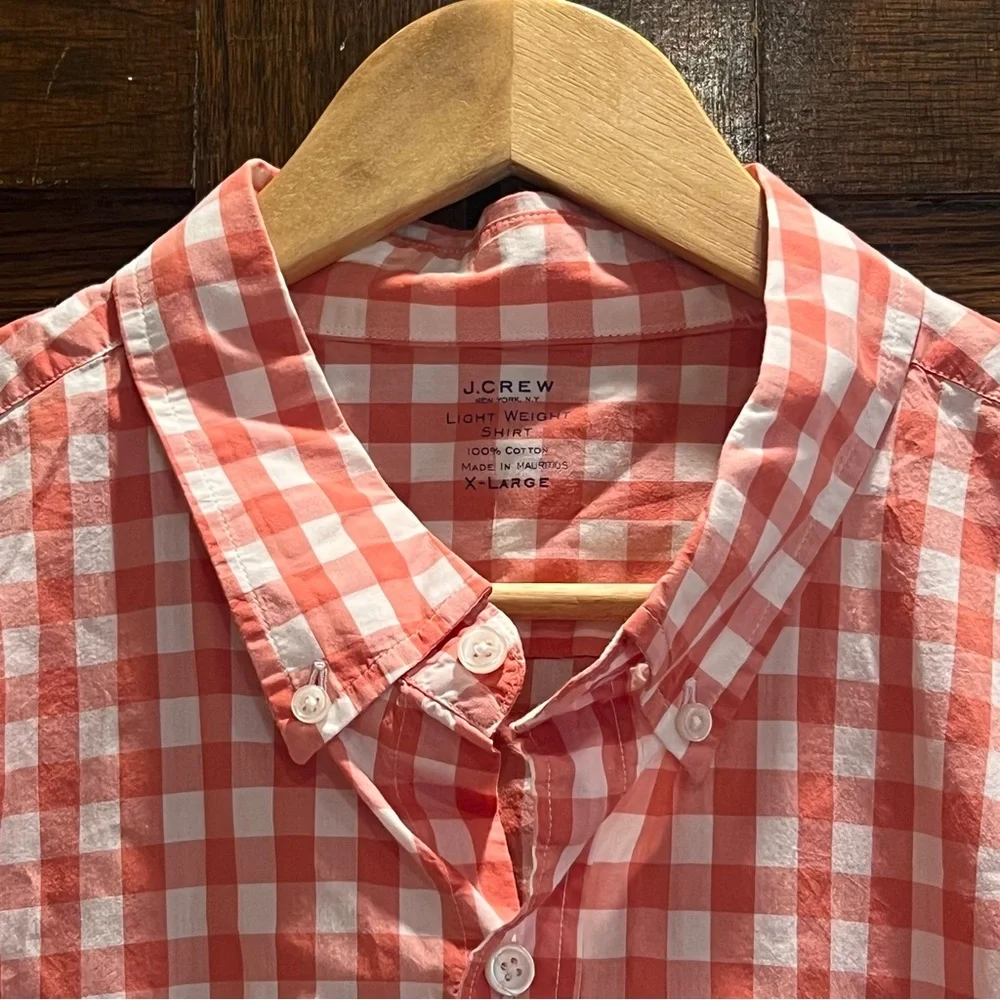 ✅ J‎. Crew XL Cotton lightweight Plaid checkered Long Sleeve Button Down Shirt